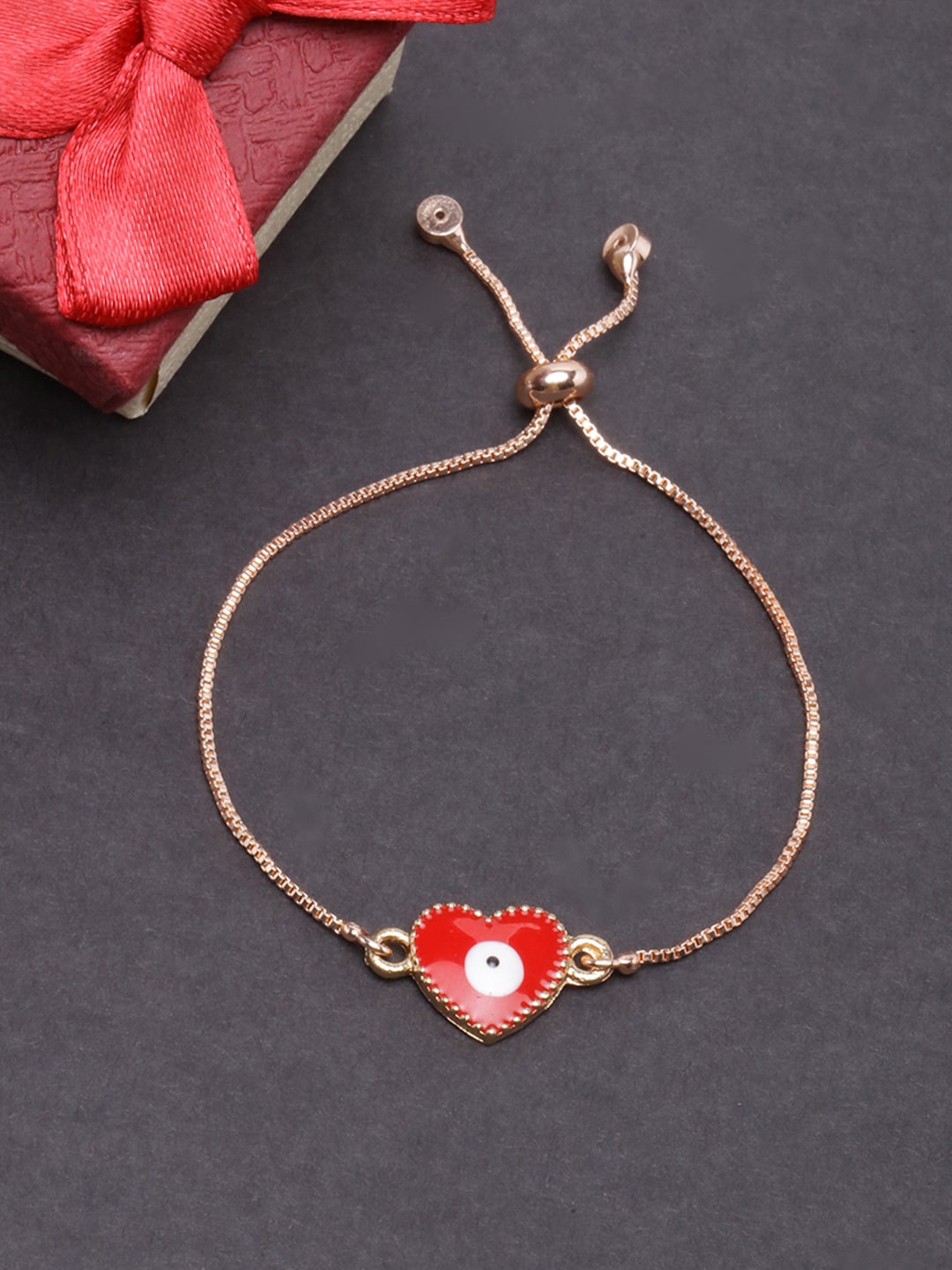 

DIVA WALK Women Rose Gold & Red Brass Rose Gold-Plated Charm Bracelet