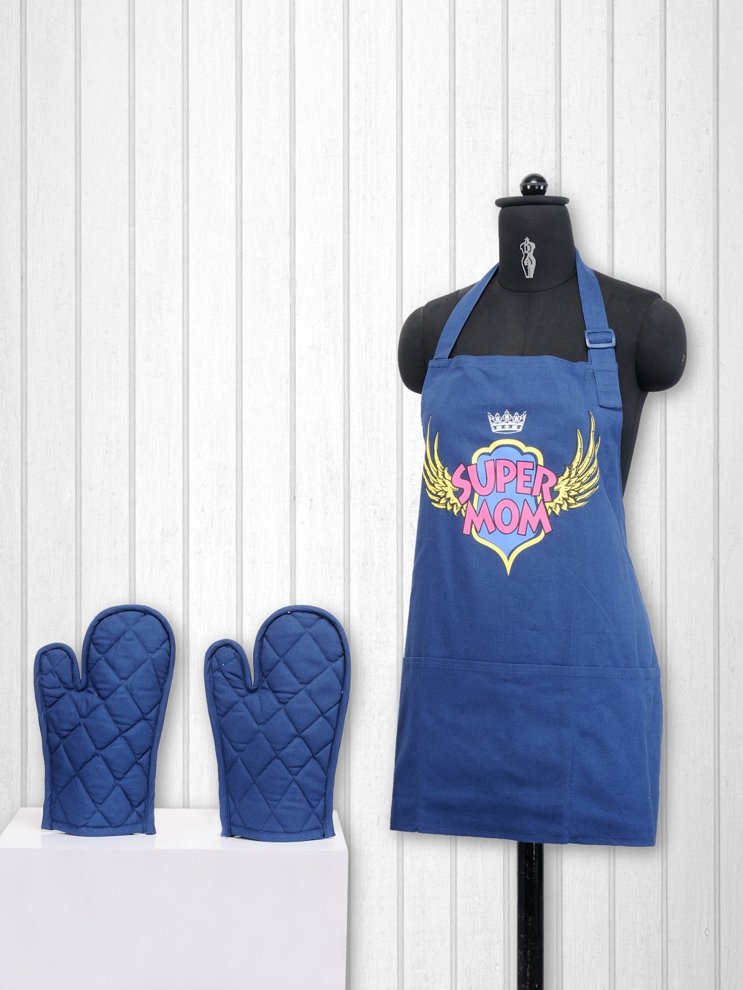 

SWAYAM Blue Cotton Kitchen Linen Set