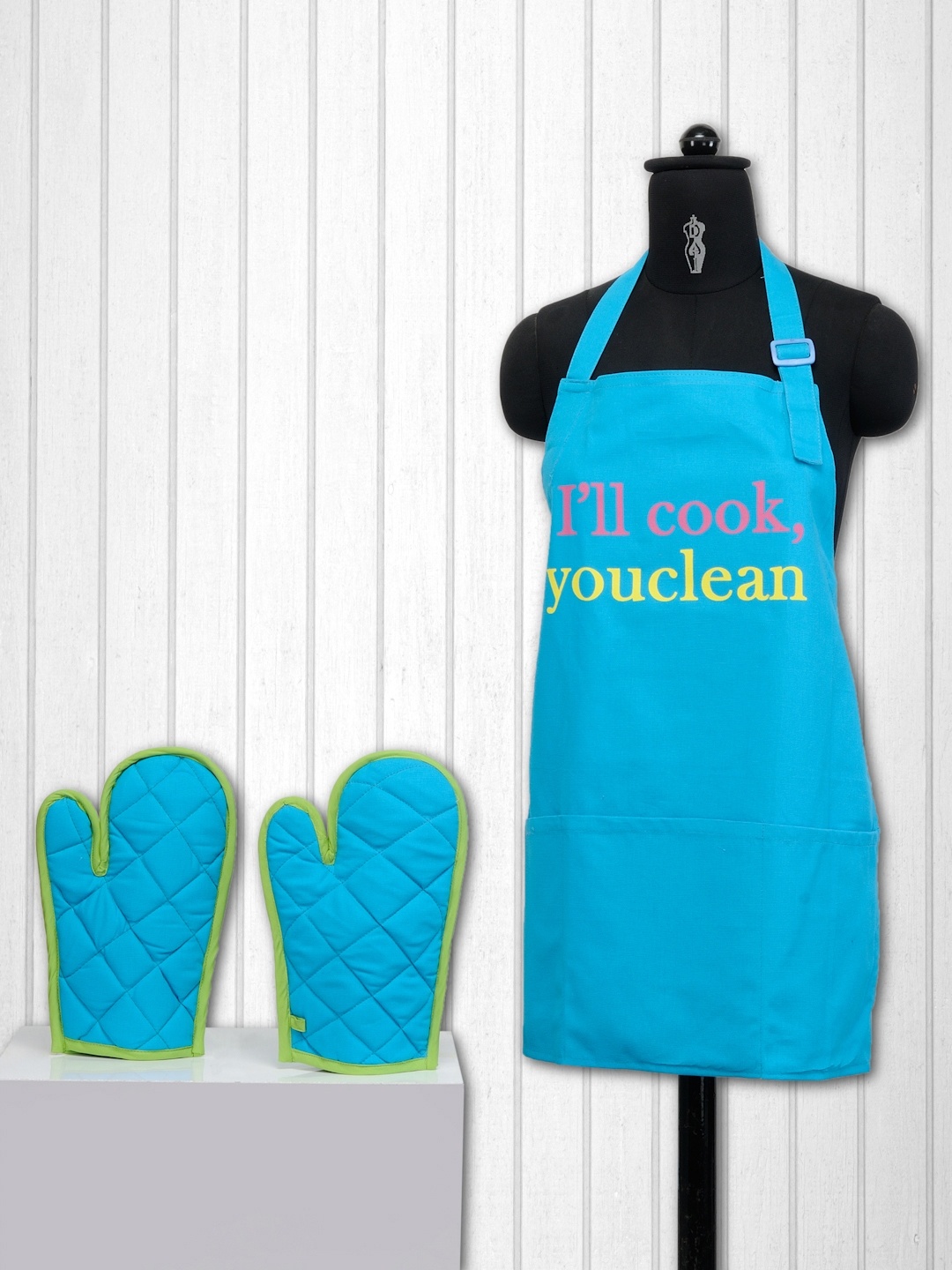 

SWAYAM Blue Printed Kitchen Linen Set