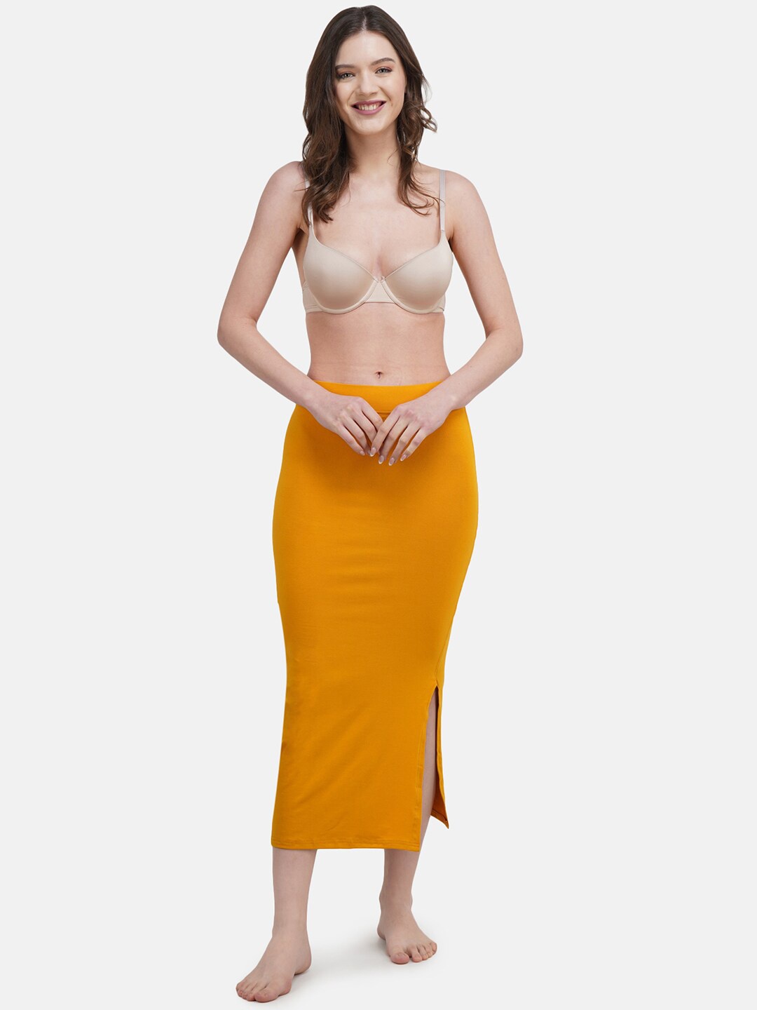 

Hill Islands Mustard Yellow Saree Shapewear