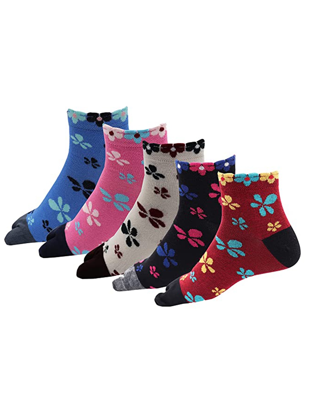 RC. ROYAL CLASS Women Pack Of 5 Patterned Ankle Length Socks, Blue