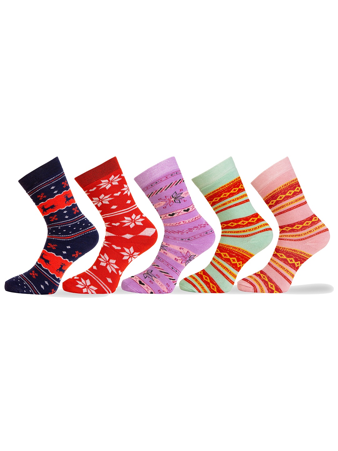 

RC. ROYAL CLASS Kids Pack Of 5 Calf Length Acrylic Wool Socks, Black