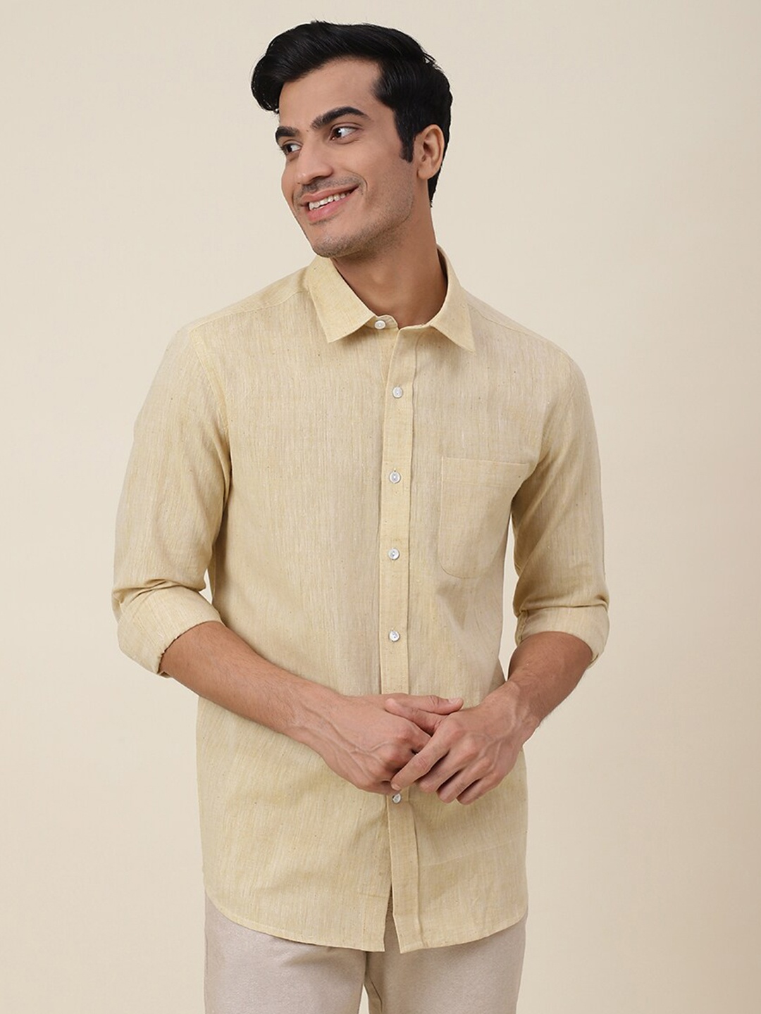 

Fabindia Men Yellow Comfort Cotton Casual Shirt