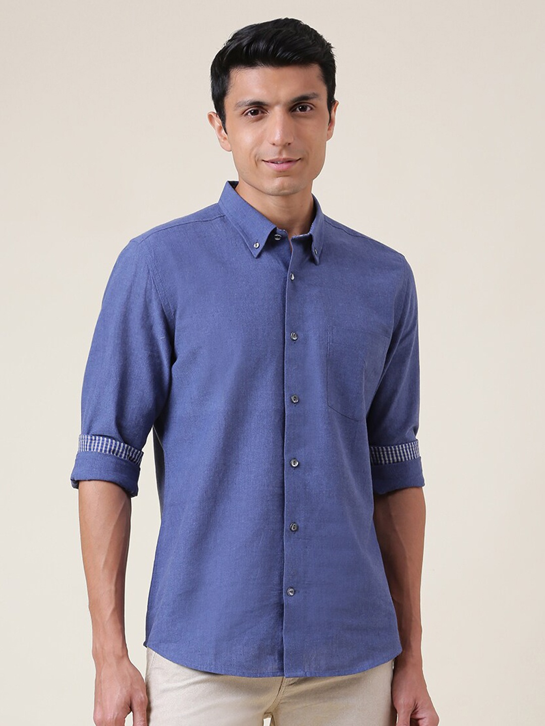 

Fabindia Men Blue Slim Fit Cotton Casual Shirt