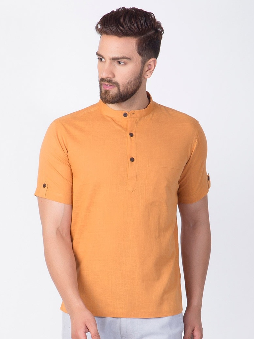 

Fabindia Men Mustard Comfort Cotton Casual Shirt