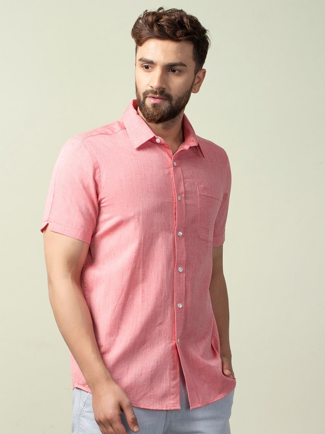 

Fabindia Men Red Comfort Cotton Casual Shirt