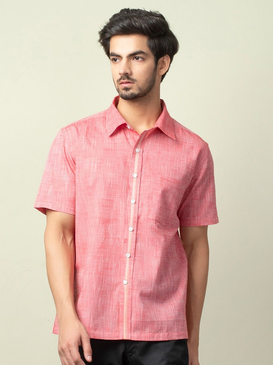 

Fabindia Men Red Comfort Cotton Casual Shirt