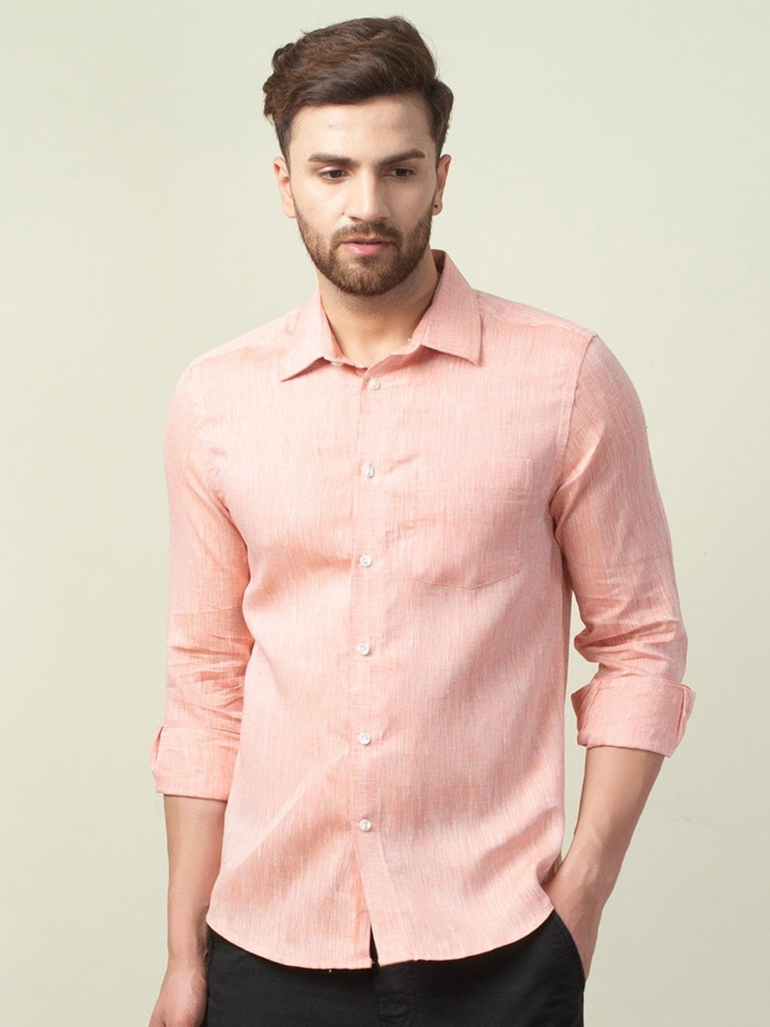 

Fabindia Men Orange Slim Fit Casual Shirt