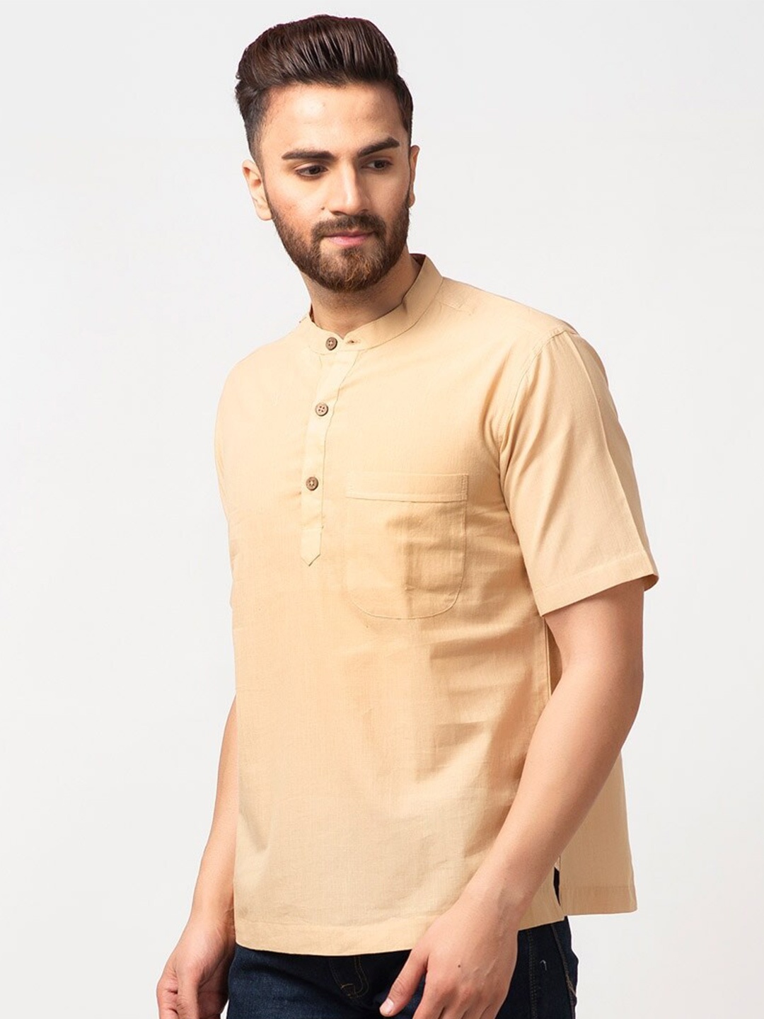 

Fabindia Men Beige Cotton Solid Comfort Casual Shirt