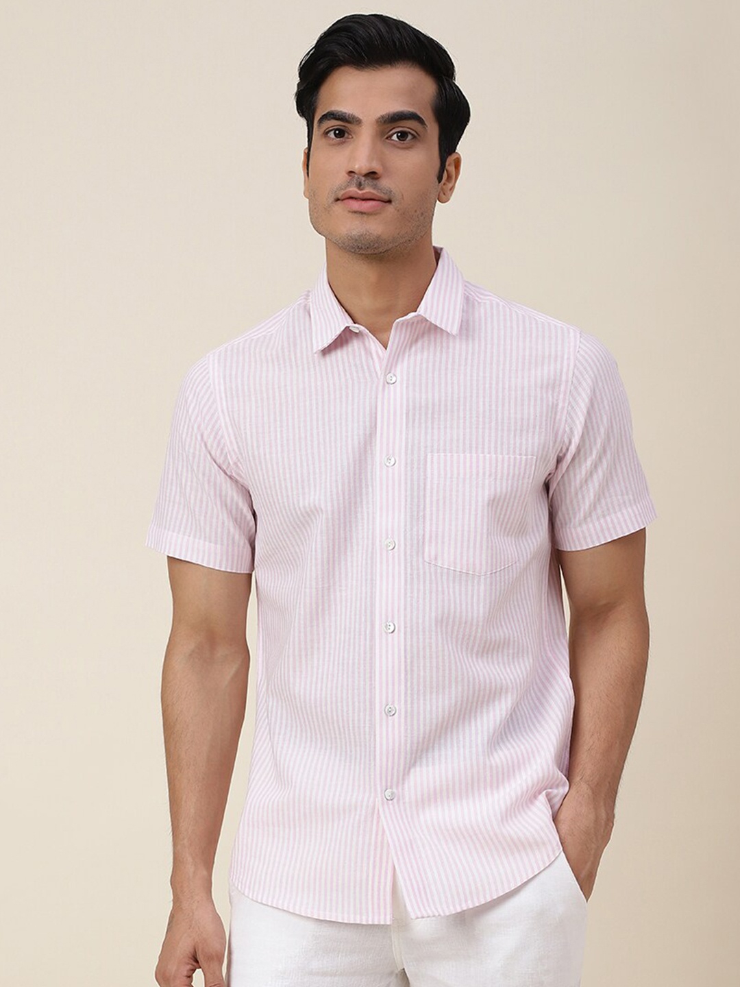 

Fabindia Men White Slim Fit Cotton Casual Shirt