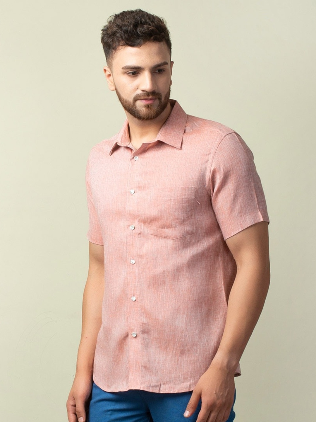 

Fabindia Men Slim Fit Printed Casual Shirt, Red