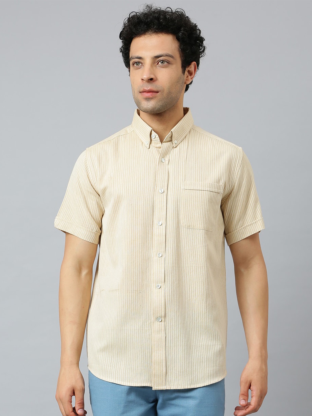 

Fabindia Men Beige Comfort Cotton Casual Shirt