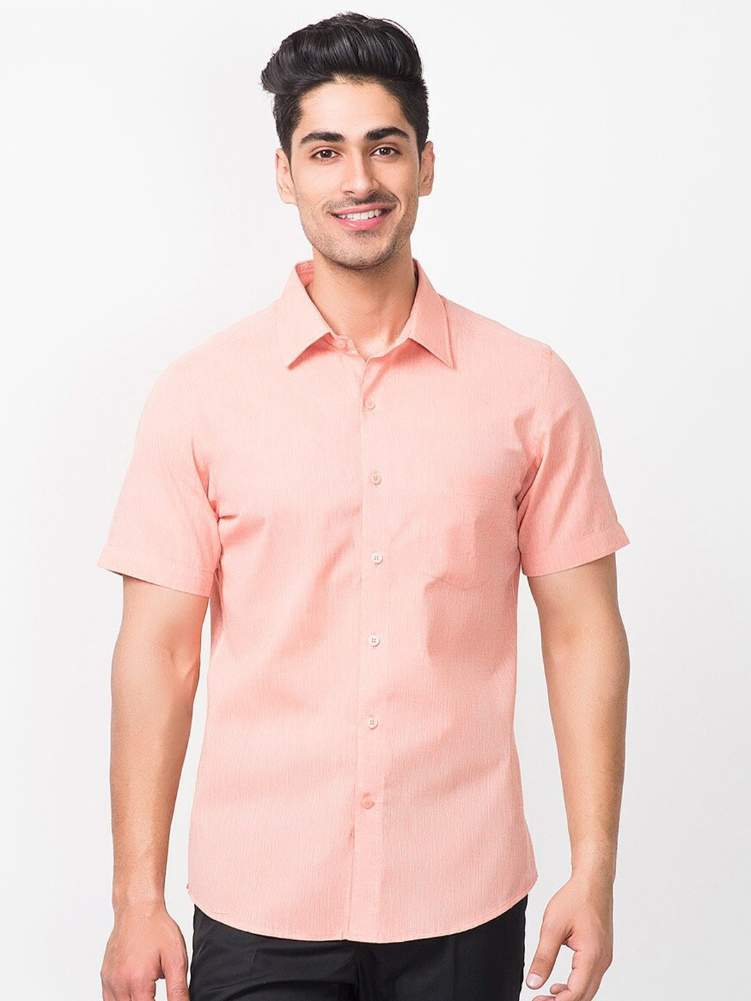 

Fabindia Men Orange Slim Fit Casual Cotton Shirt