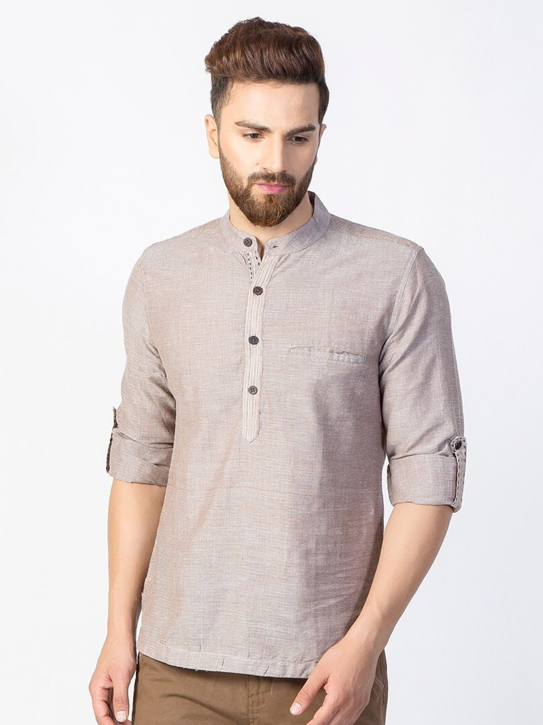 

Fabindia Men Beige Slim Fit Casual Cotton Shirt