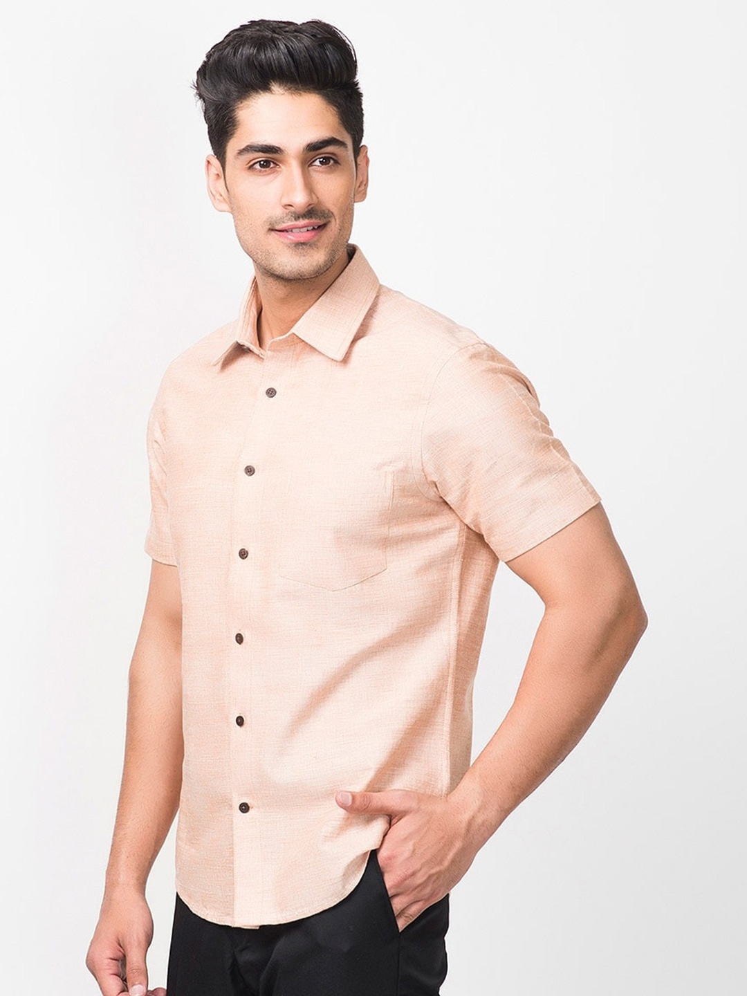 

Fabindia Men Orange Slim Fit Cotton Casual Shirt