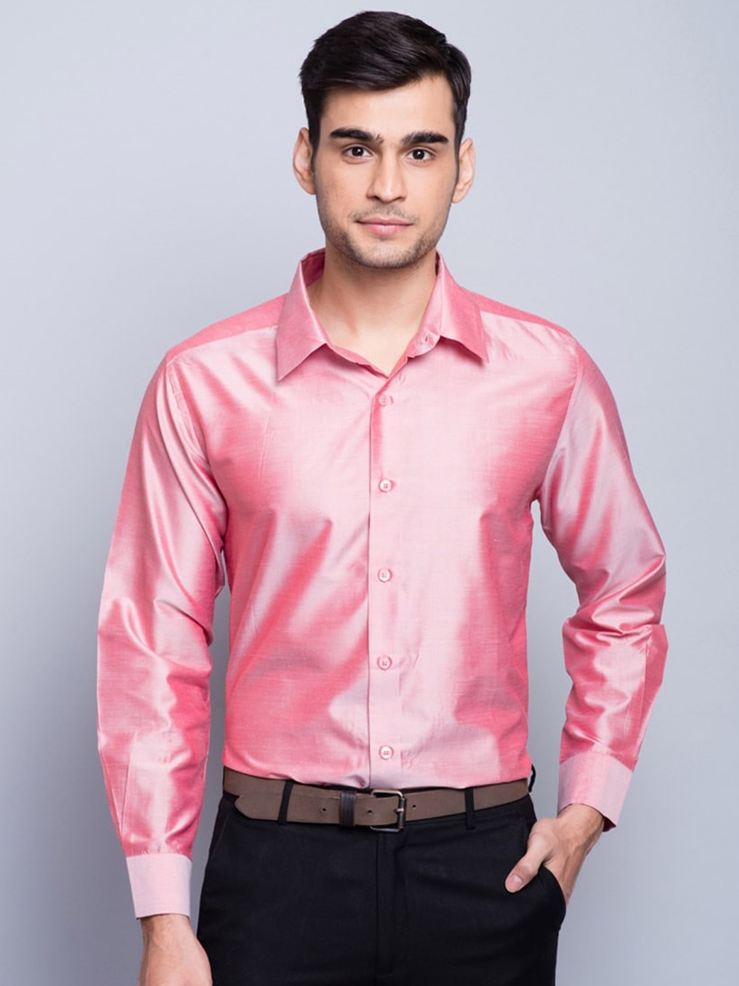 

Fabindia Men Pink Comfort Silk Casual Shirt