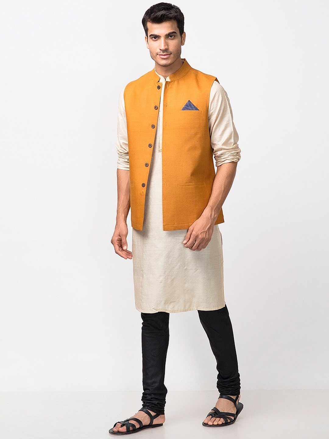 

Fabindia Men Mustard Nehru Jackets