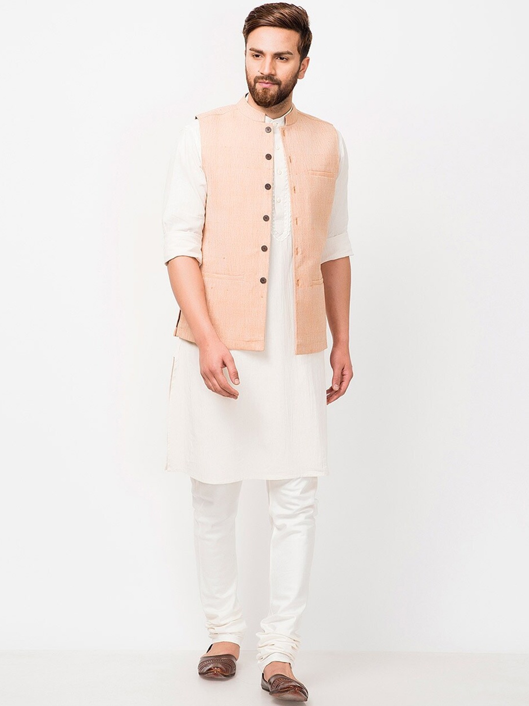 

Fabindia Men Coral Cotton Nehru Jackets