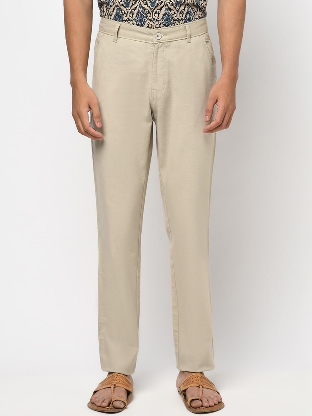 

Fabindia Men Beige Comfort Regular Fit Cotton Trouser