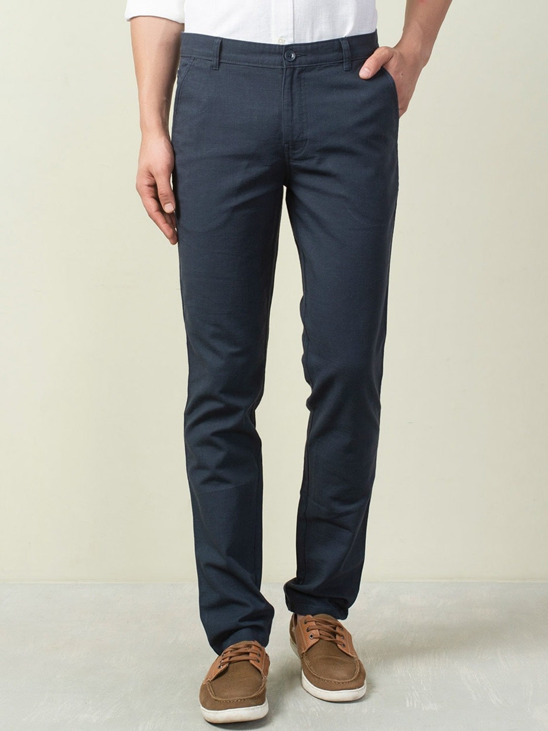 

Fabindia Men Navy Blue Comfort Cotton Regular Fit Trouser