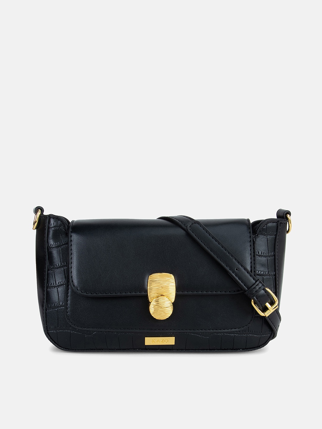 

Kazo Black Textured PU Structured Sling Bag