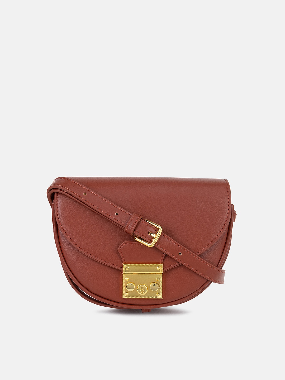 

Kazo Brown Structured Sling Bag