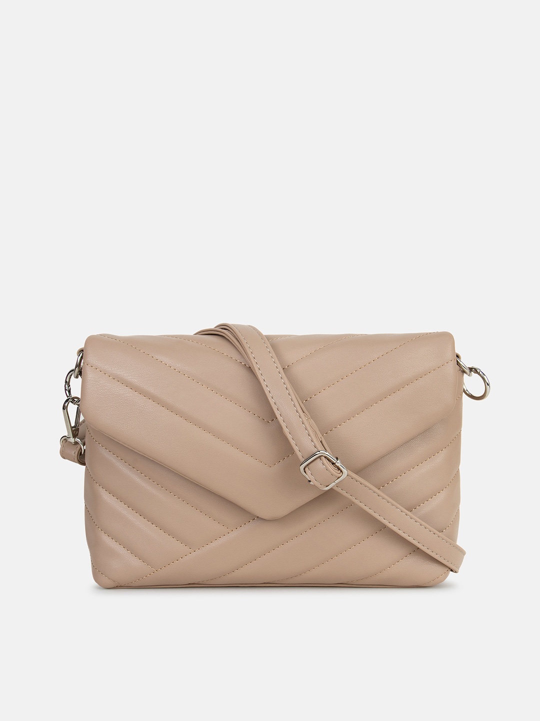 

Kazo Beige Geometric Textured Structured Handheld Bag