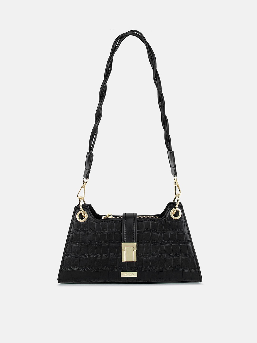 

Kazo Black Textured Structured Sling Bag