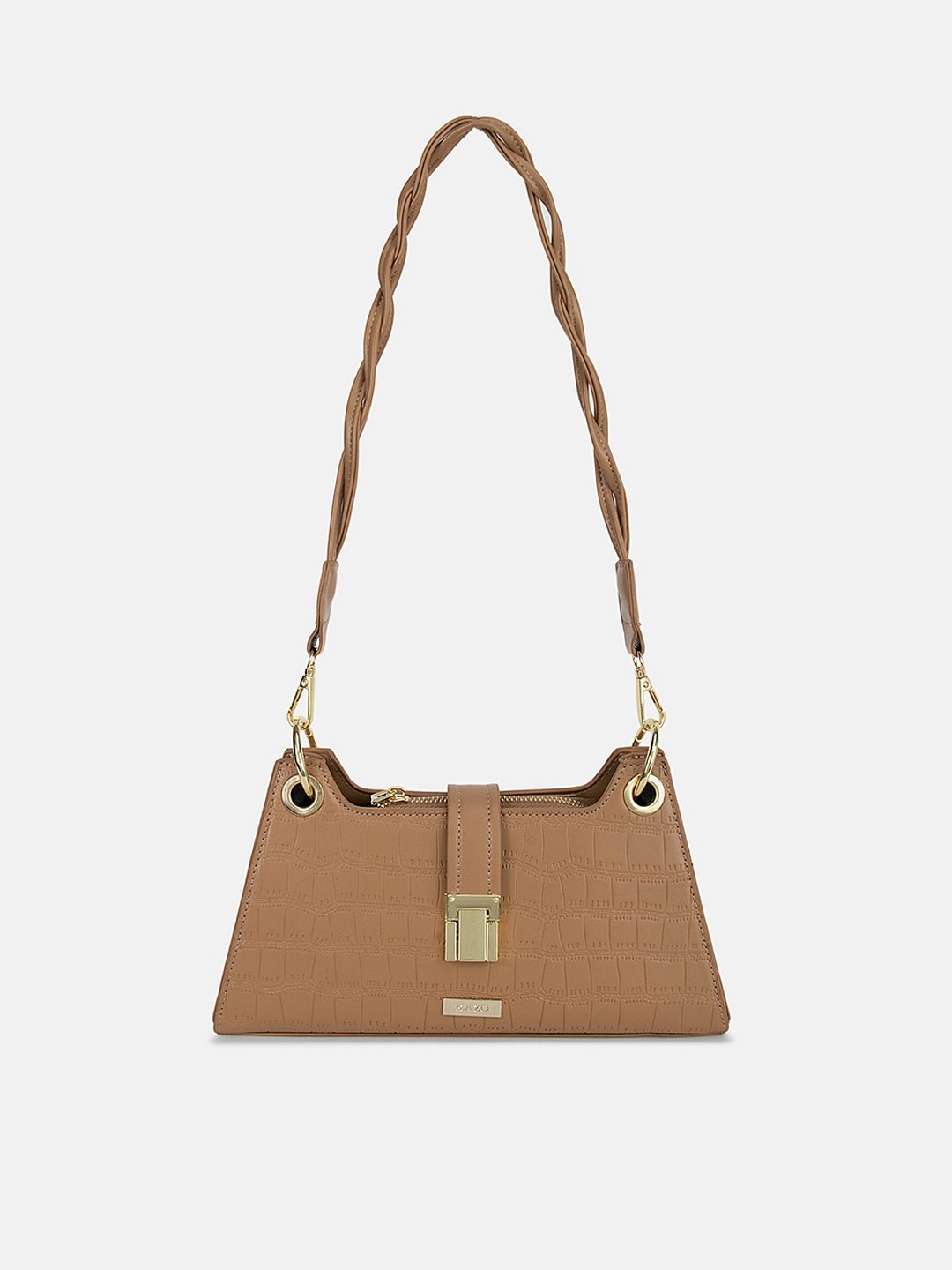 

Kazo Beige Textured Structured Sling Bag