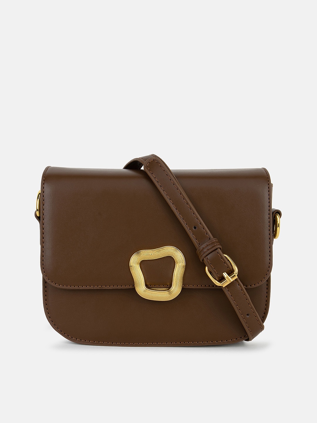 

Kazo Coffee Brown PU Structured Sling Bag