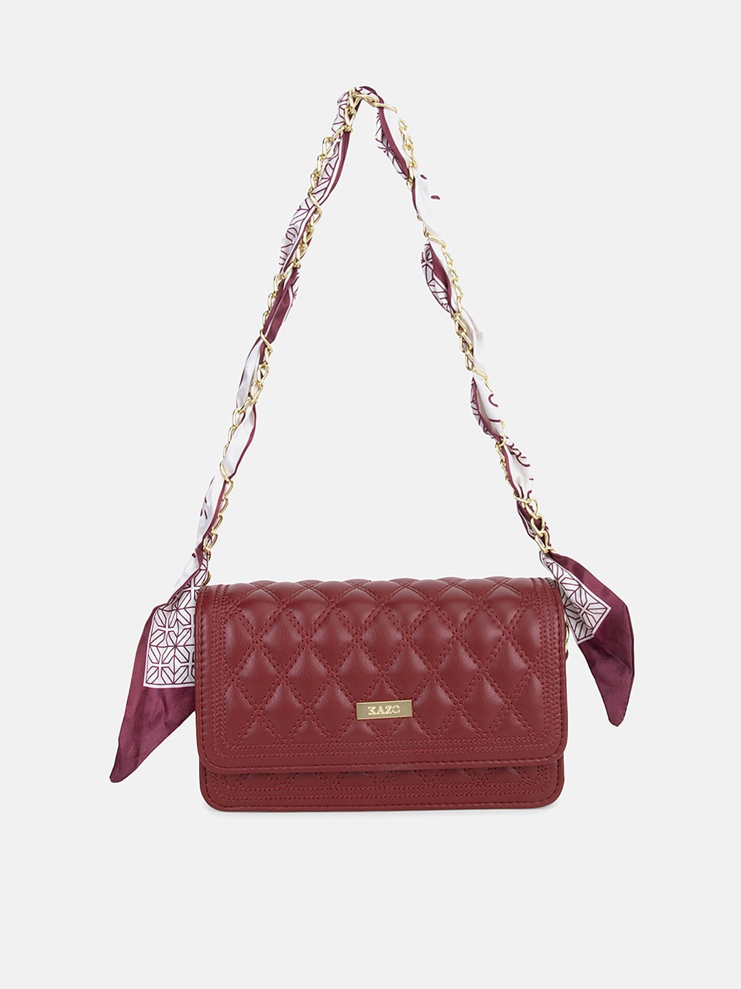 

Kazo Women Burgundy Textured PU Structured Shoulder Bag with Quilted