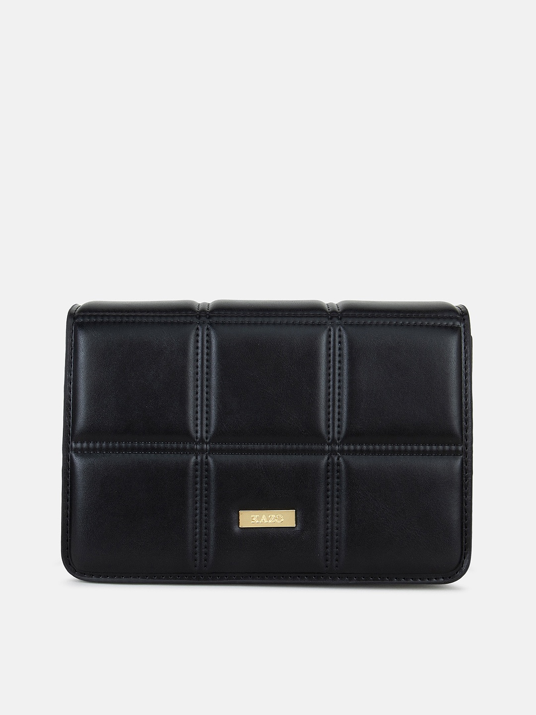 

Kazo Women Black PU Structured Sling Bag with Quilted