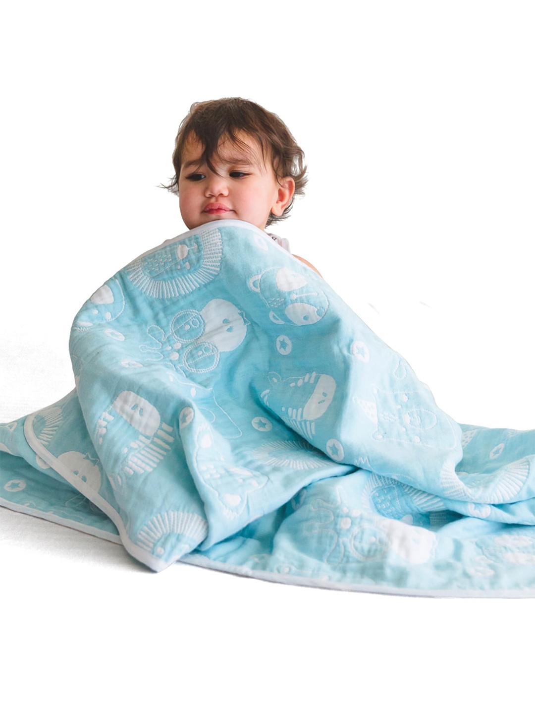 

TIDY SLEEP Blue & White Geometric Mild Winter 210 GSM Cotton Single Bed Dohar