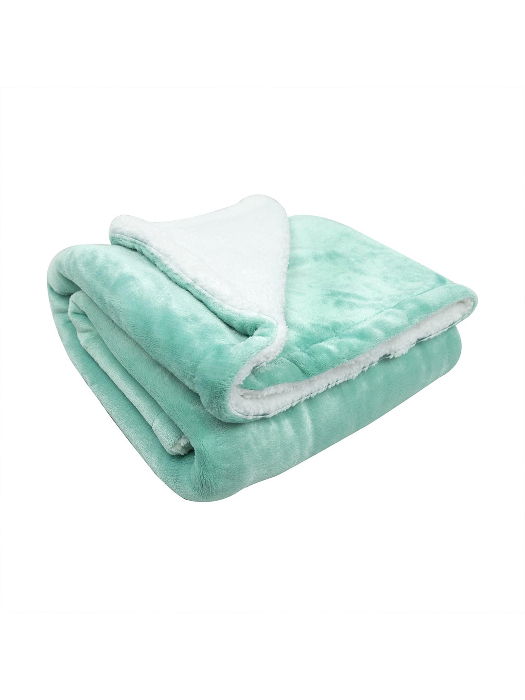

TIDY SLEEP Sea Green & White Fleece Mild Winter 210 GSM Single Bed Blanket