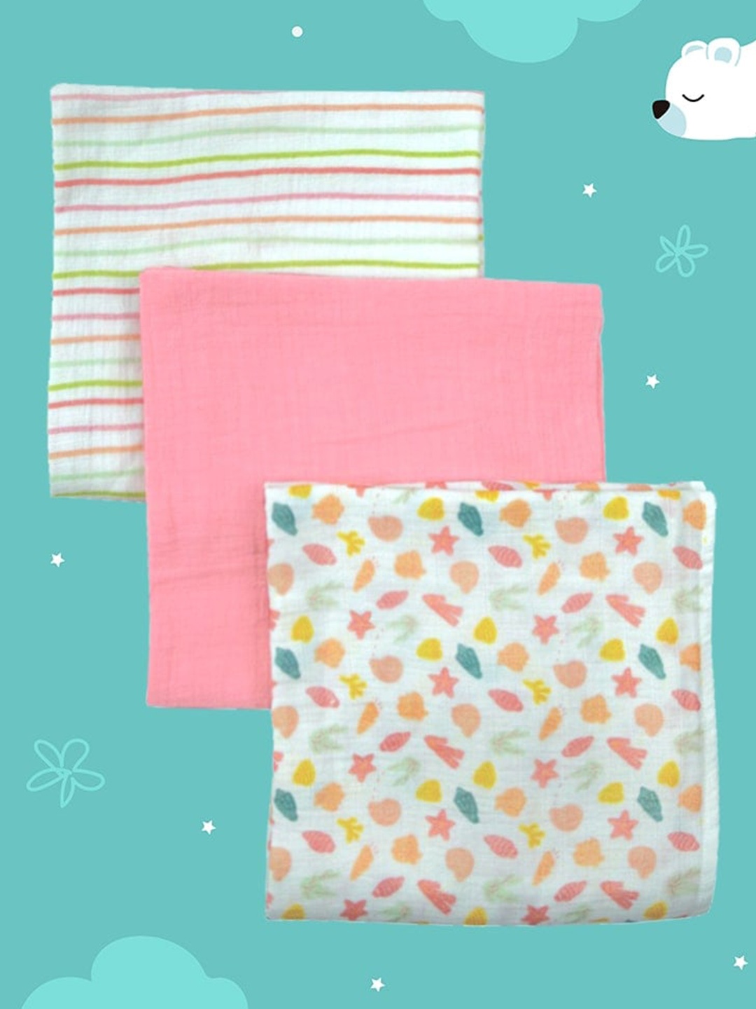 

TIDY SLEEP Kids Set of 3 Mild Winter 210 GSM Cotton Single Bed Blankets, Pink