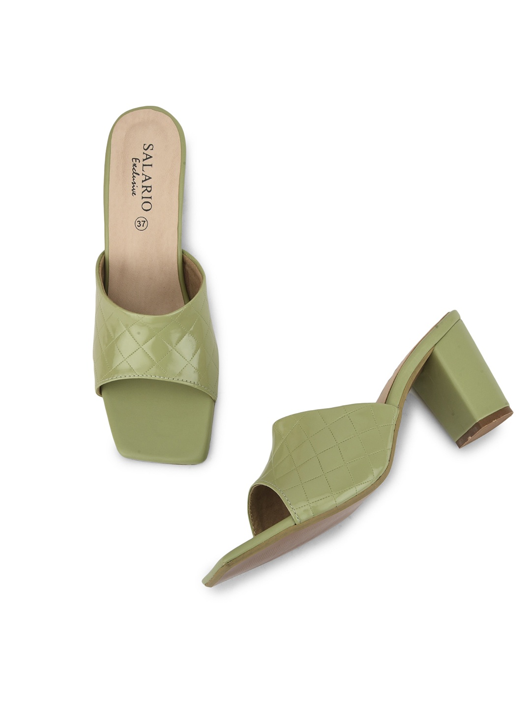

SALARIO Textured Block Heels, Green