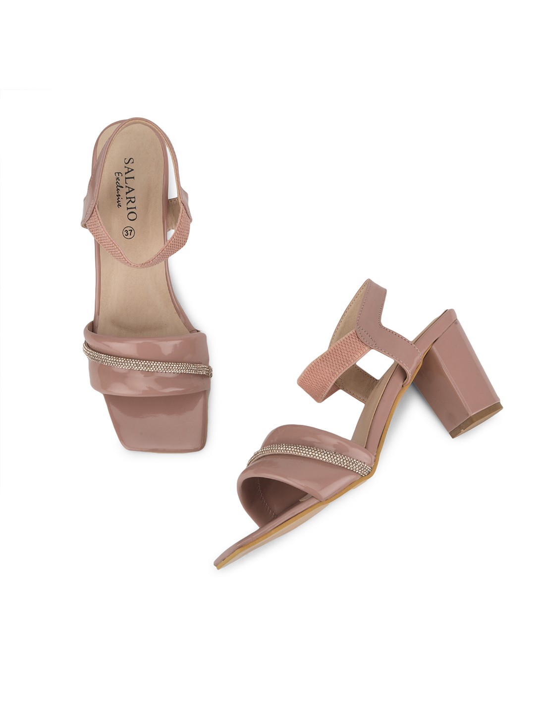 

SALARIO Embellished Block Heels, Peach