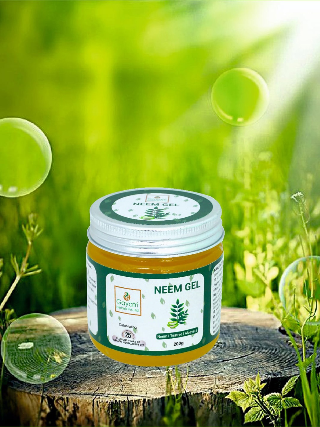

Gayatri Herbals Neem Cruelty-Free Gel with Tea Tree & Aloevera - 200 g, Green