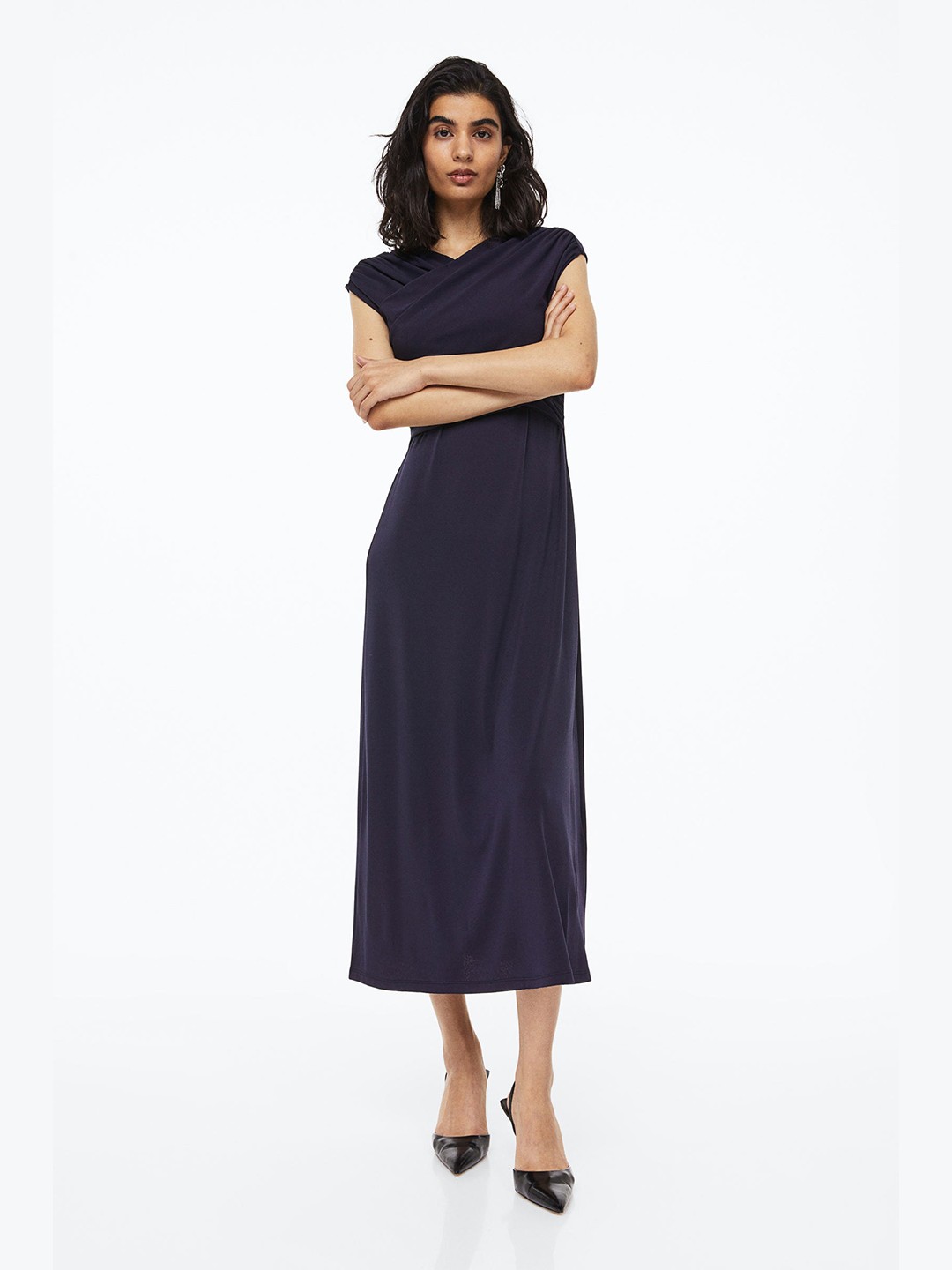 

H&M Navy Blue MAMA Wrapover Nursing Dress