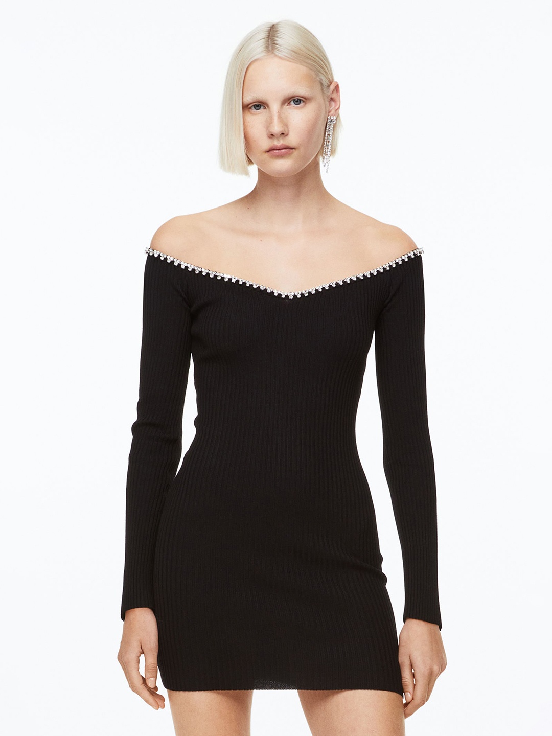 

H&M Black Rhinestone-Trimmed Dress