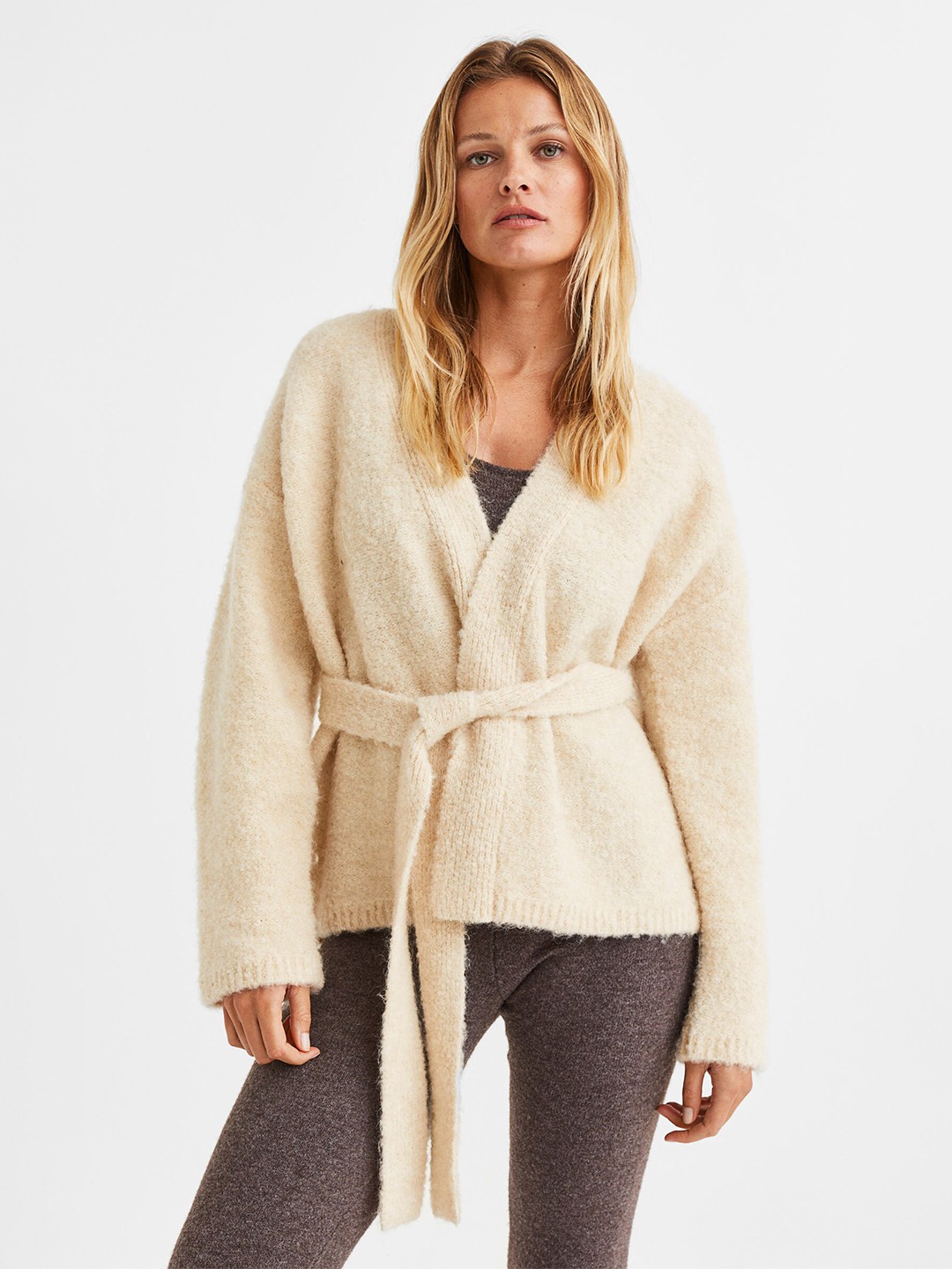 

H&M Women Beige Wool-Blend Cardigan
