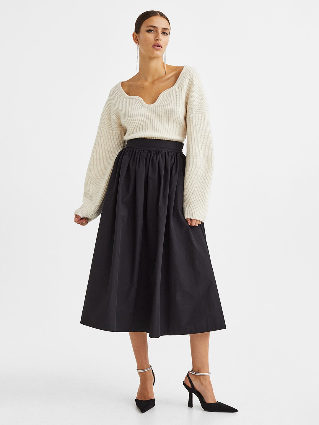 

H&M Women White Rib-Knit Wool Jumper