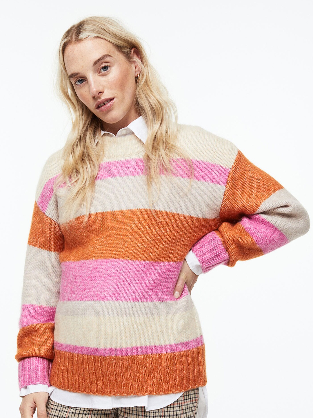 

H&M Women Off White & Orange MAMA Jumper