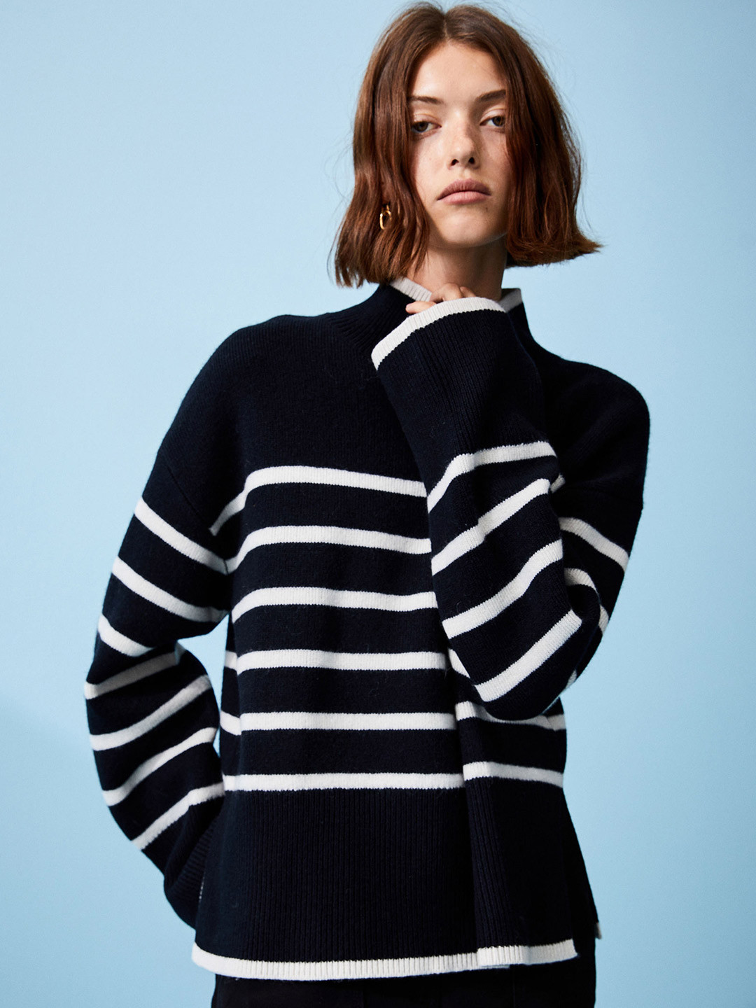 

H&M Women Black Wool-Blend Turtleneck Jumper
