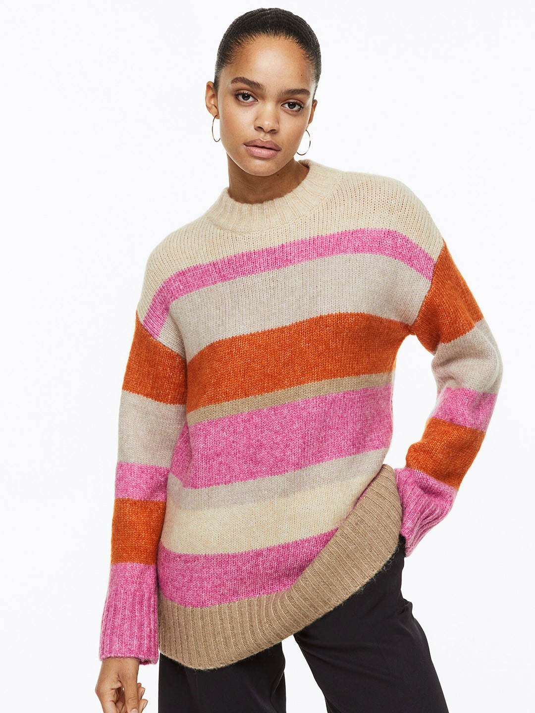 

H&M Women Pink & Beige Jumper