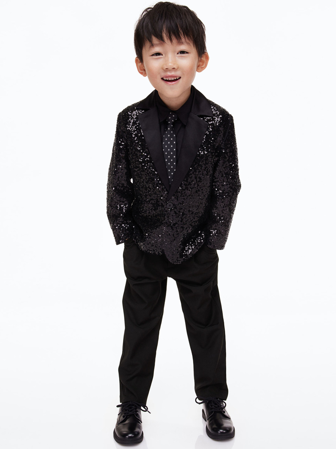 

H&M Boys Black Loose Fit Tailored Trousers