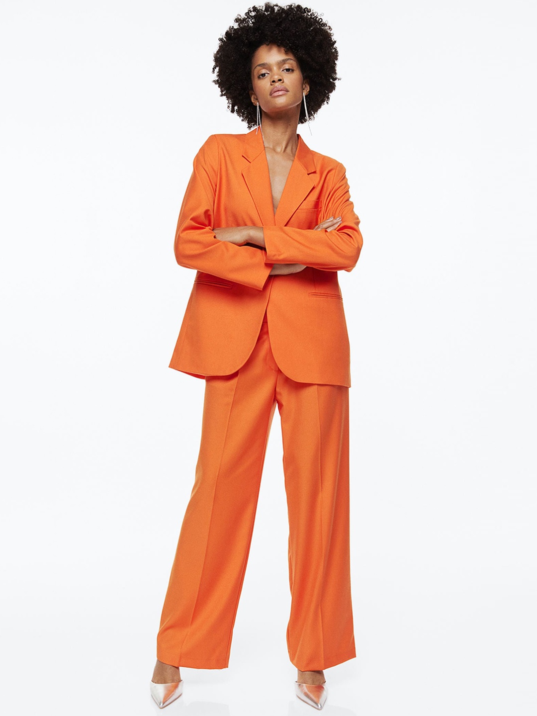 

H&M Women Orange Tailored Trousers