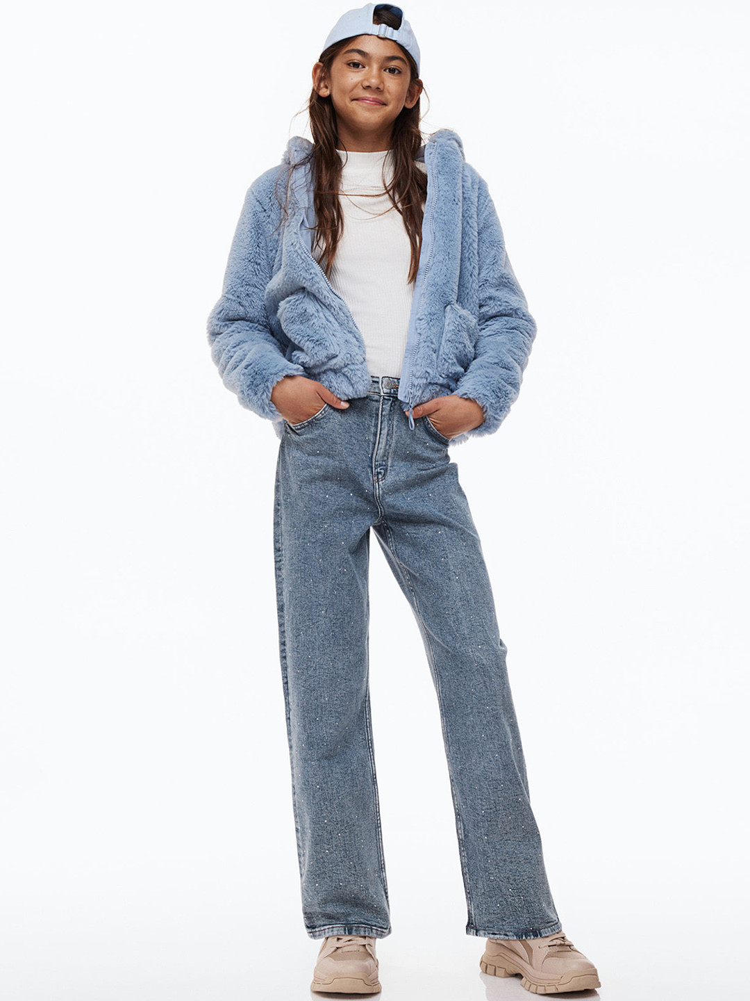 

H&M Girls Blue Wide Leg High Jeans