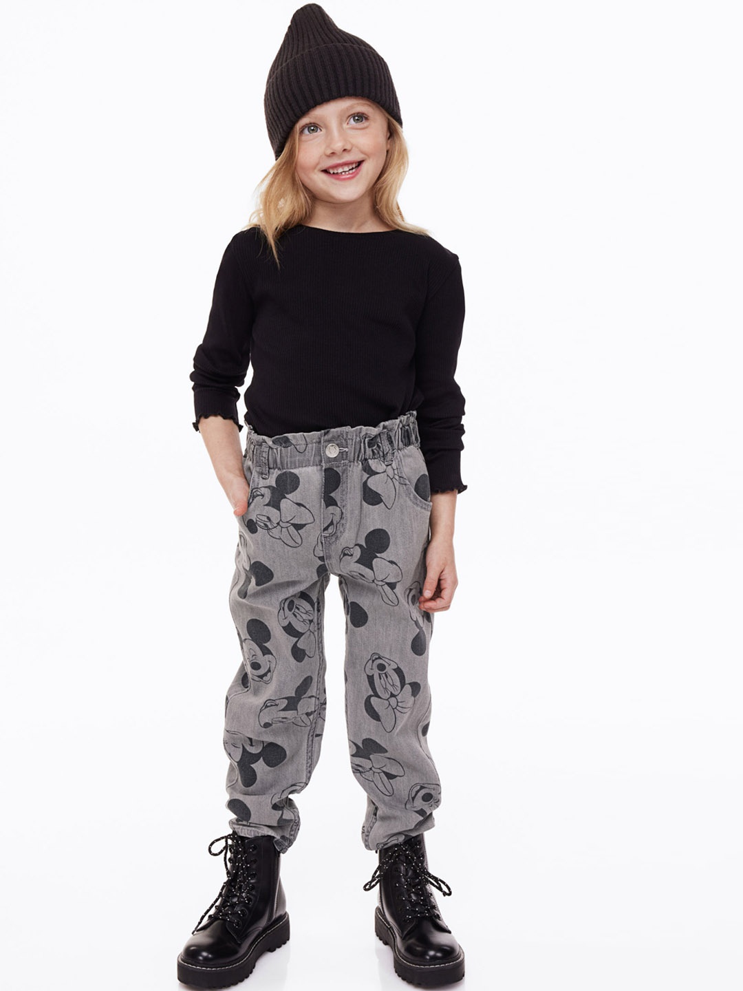 

H&M Girls Grey & Black Relaxed Fit Jeans
