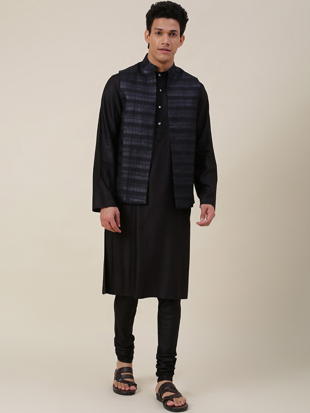 

Fabindia Men Black Kurta with Churidar